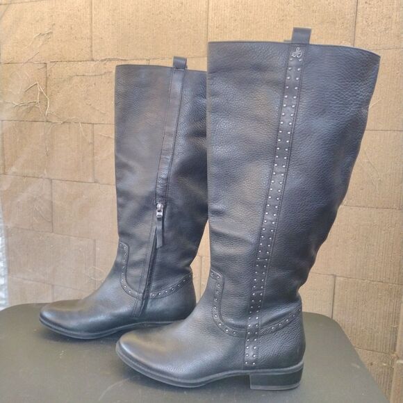 Sam Edelman Shoes - Sam Edelman Prina 2 Black Leather Tall Knee-High Riding Boot Size 9W Wide Calf